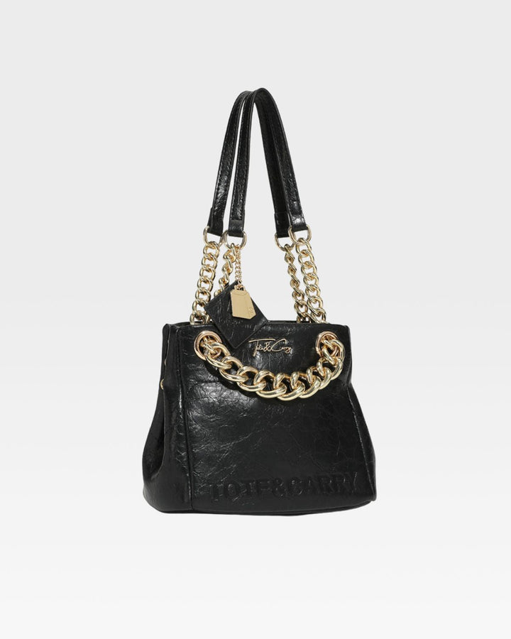 Leather Mini Tote Bag in Black