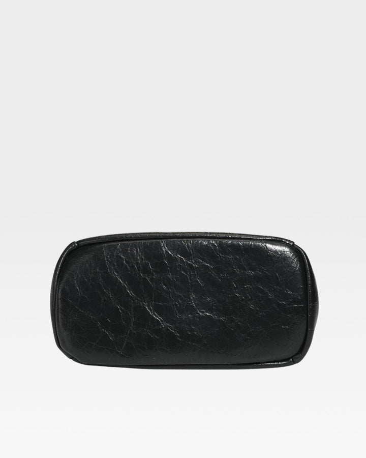 Leather Mini Tote Bag in Black