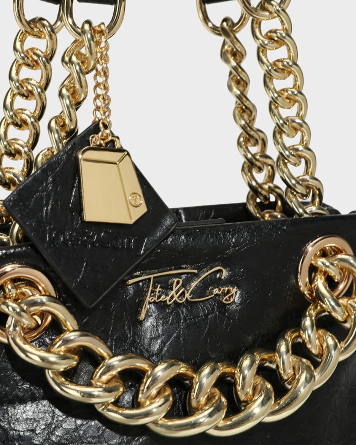 Leather Mini Tote Bag in Black