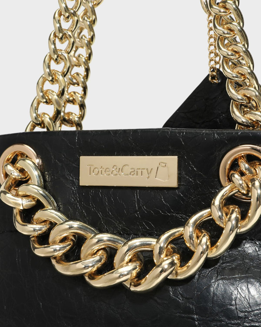 Leather Mini Tote Bag in Black