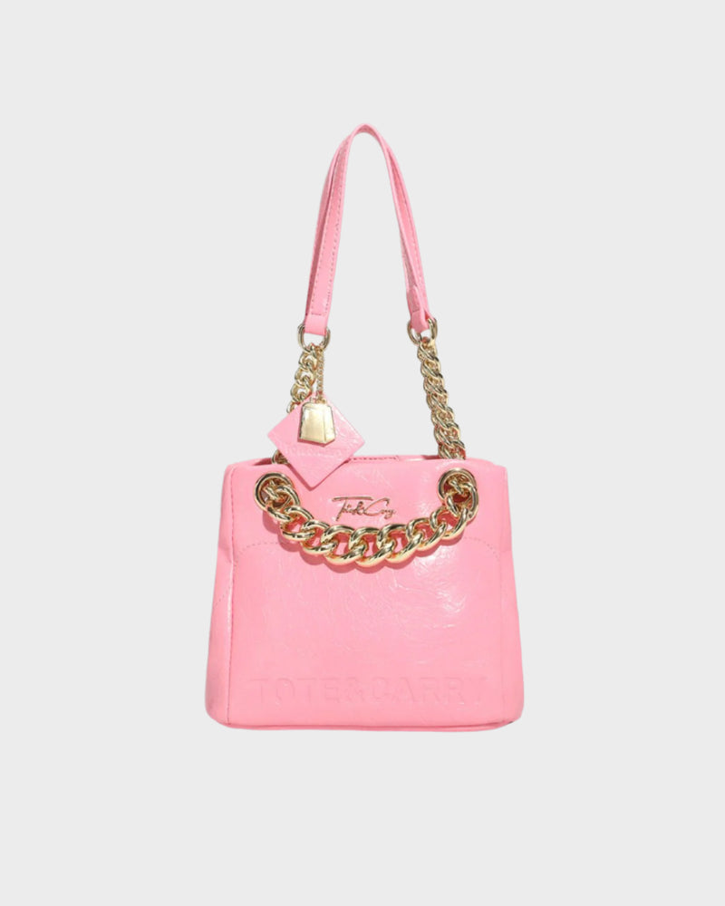 Leather Mini Tote Bag in Baby Pink