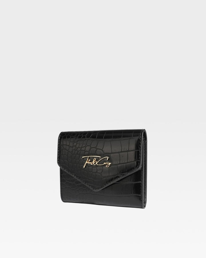 Mini Leather Wallet in Black