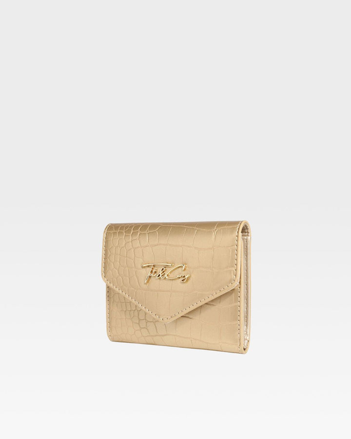 Mini Leather Wallet in Gold
