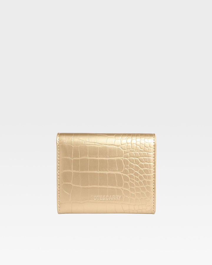 Mini Leather Wallet in Gold