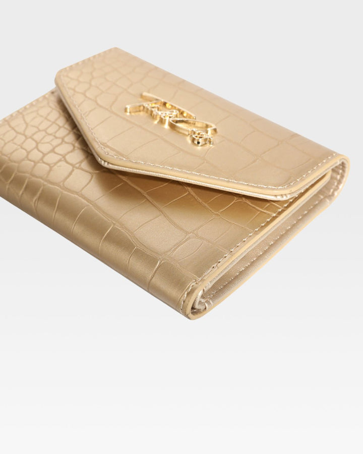 Mini Leather Wallet in Gold