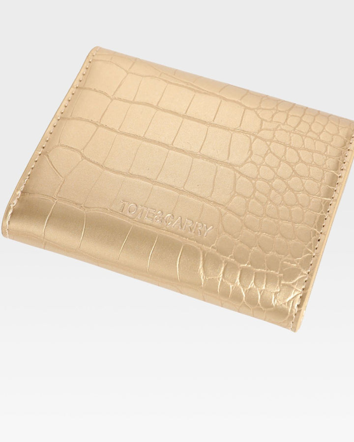 Mini Leather Wallet in Gold
