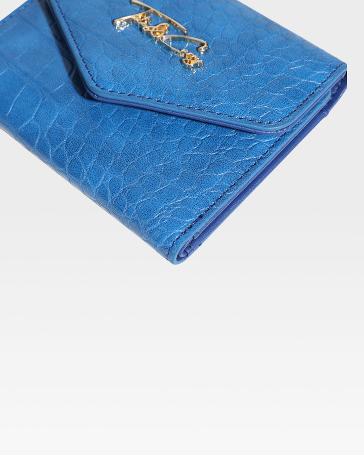 Mini Leather Wallet in Royal Blue