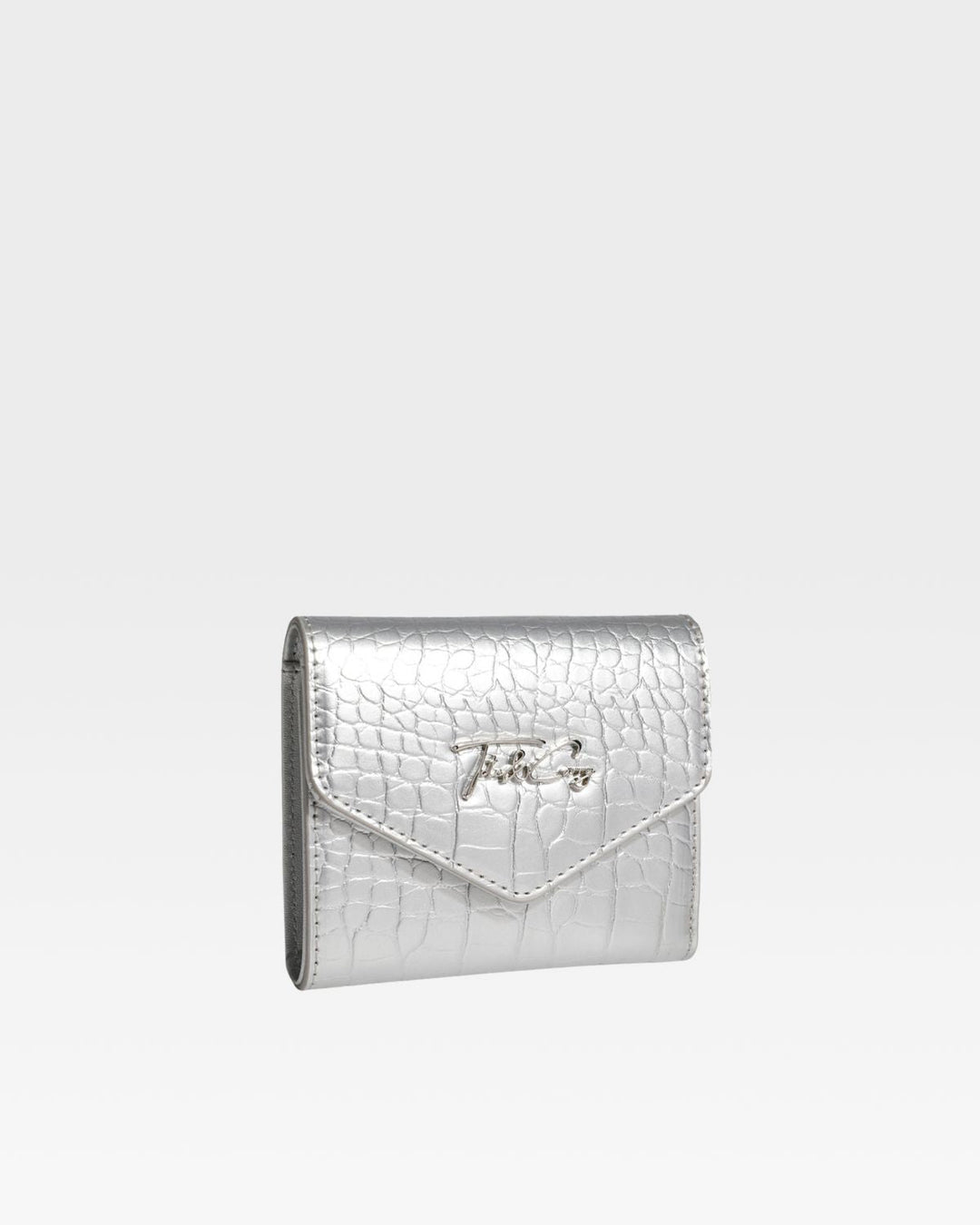 Mini Leather Wallet in Silver