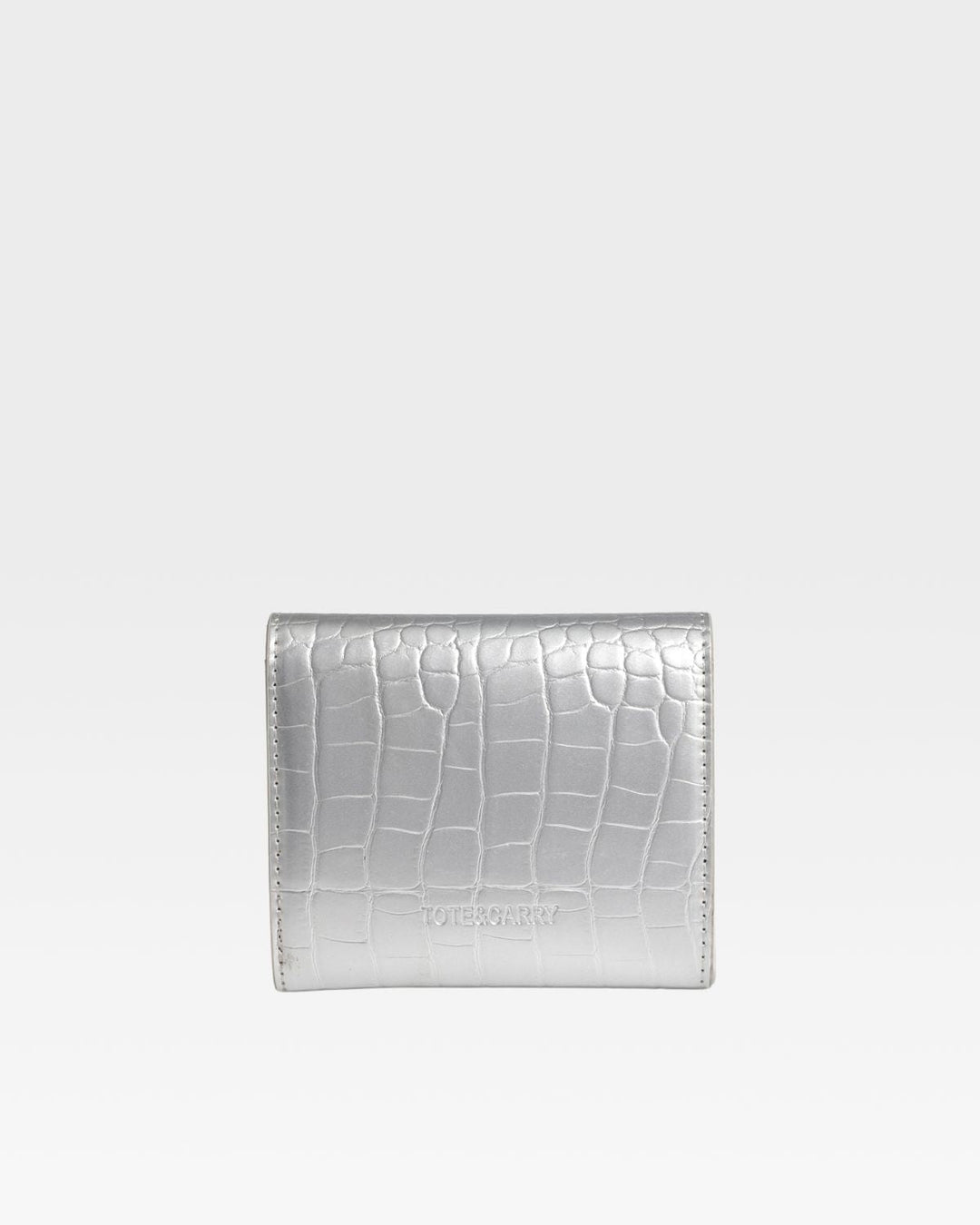 Mini Leather Wallet in Silver