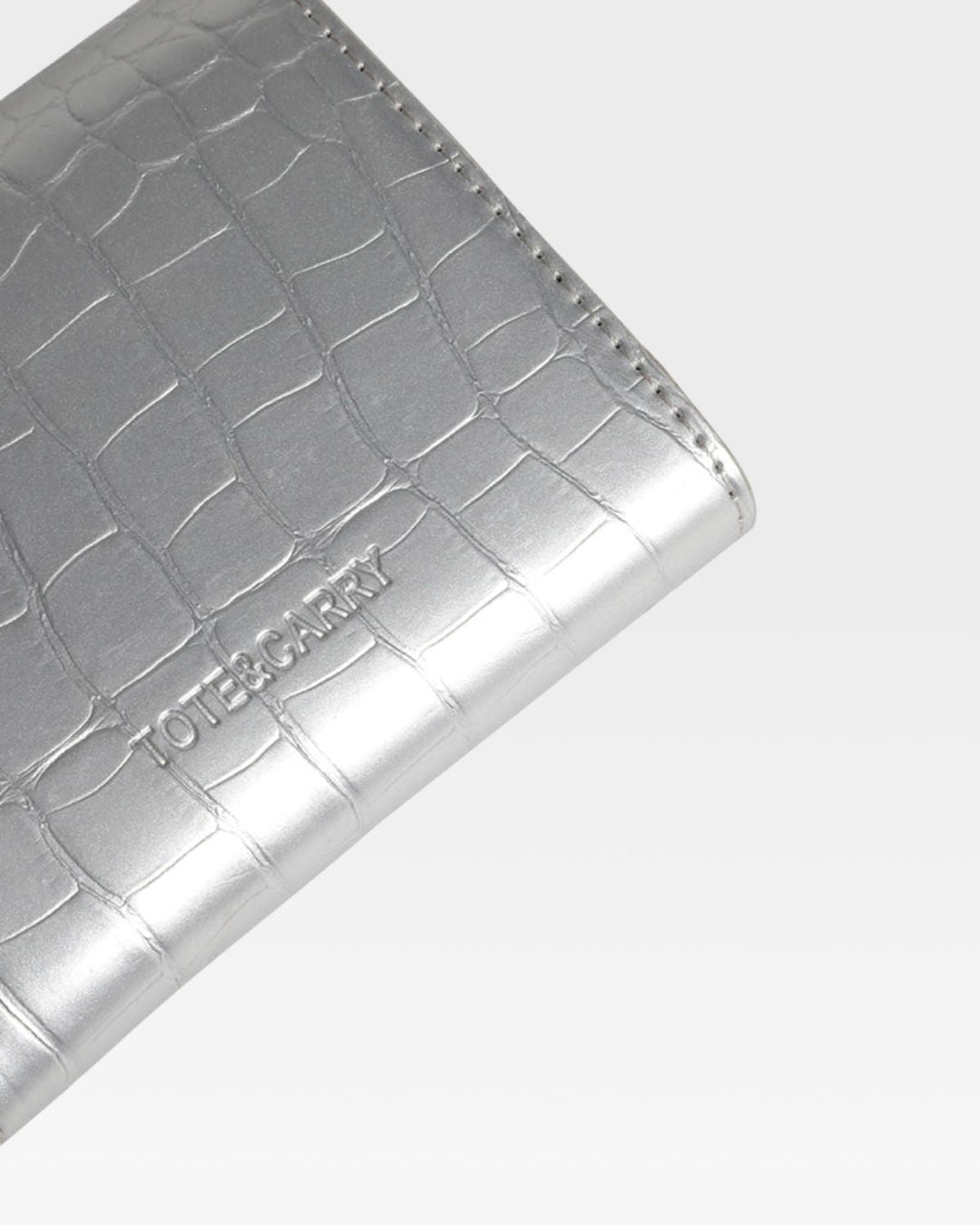 Mini Leather Wallet in Silver
