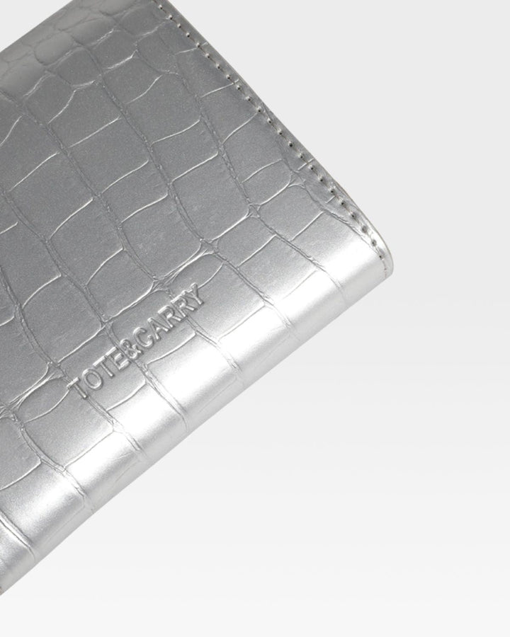 Mini Leather Wallet in Silver