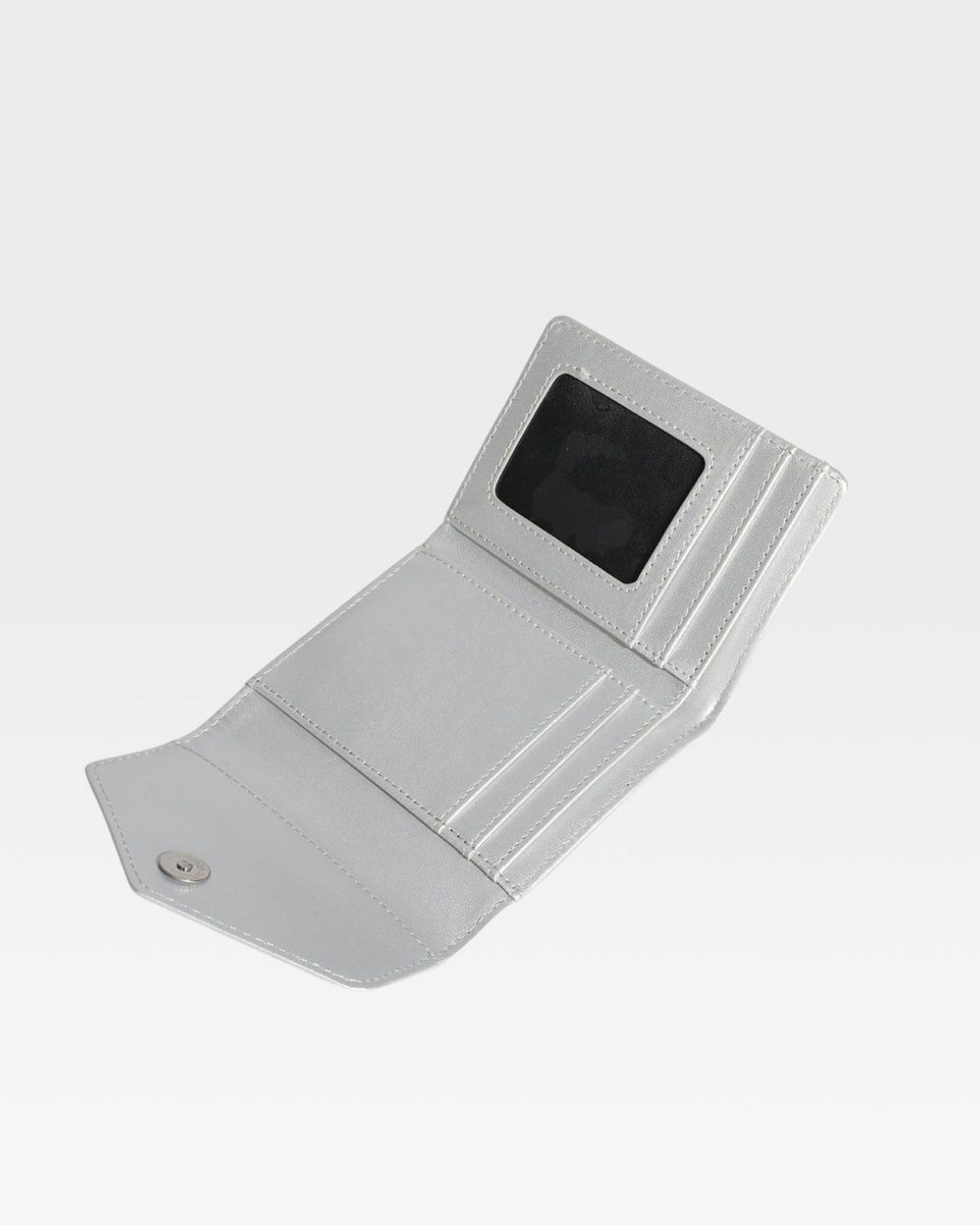 Mini Leather Wallet in Silver