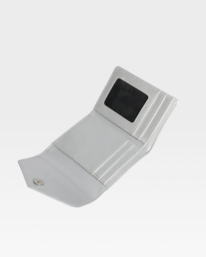 Mini Leather Wallet in Silver