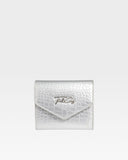 Leather Mini Wallet in Silver