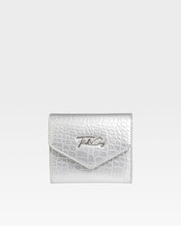 Leather Mini Wallet in Silver