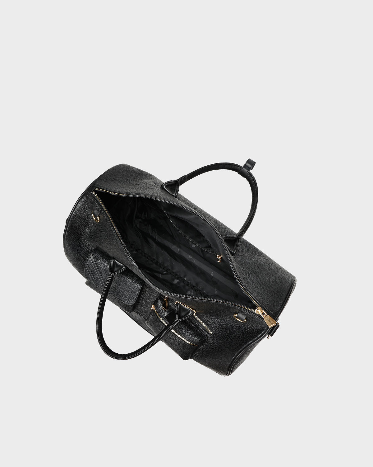 Leather Utility Rolling Duffle in Black