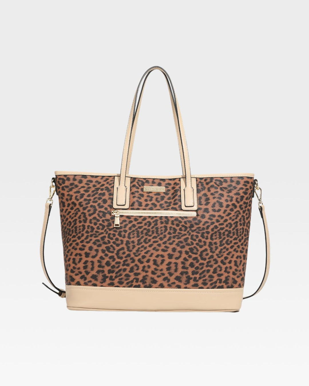 Leopard Print Tote Bag in Beige