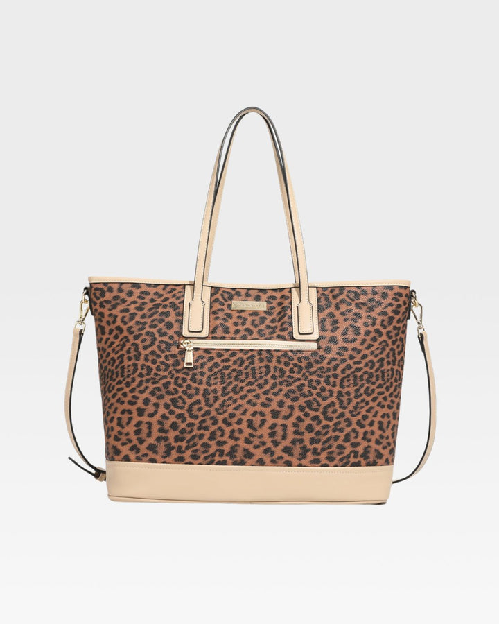 Leopard Print Tote Bag in Beige
