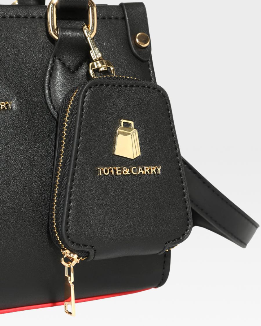 Mini Tote Bag in Black Red Bottom