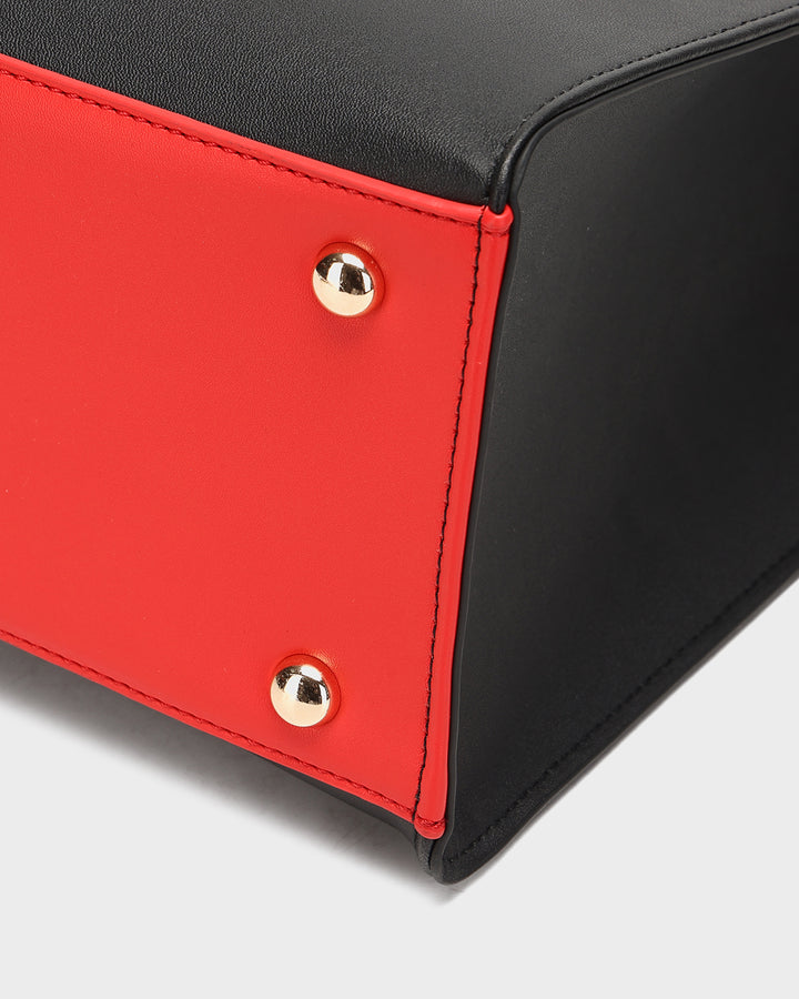 Lisse Mini Tote Bag in Black & Red