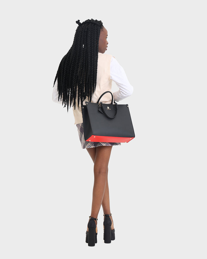 Lisse Mini Tote Bag in Black & Red