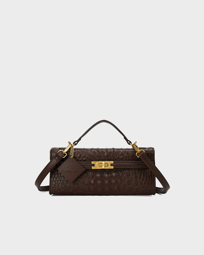 Luxury Heritage Handheld Clutch In Brown