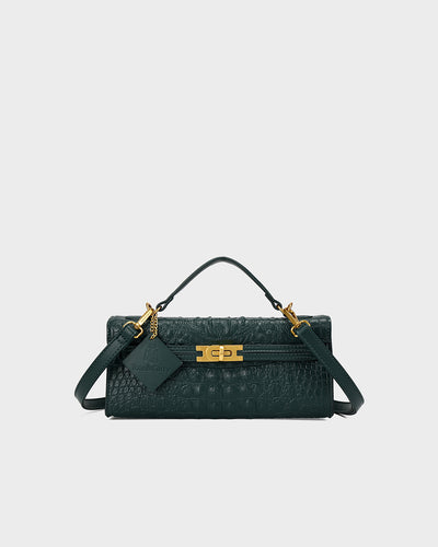 Luxury Heritage Handheld Clutch In Emerald Green