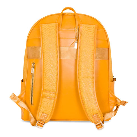 Mustard Apollo 1 Faux Snakeskin Backpack & Rolling Duffle Bag