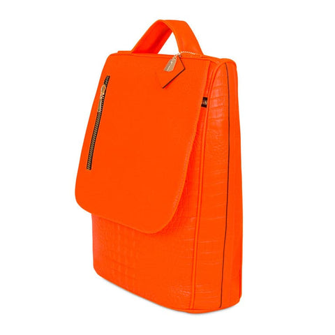 Neon Orange Apollo 2 Faux Crocodile Skin Backpack