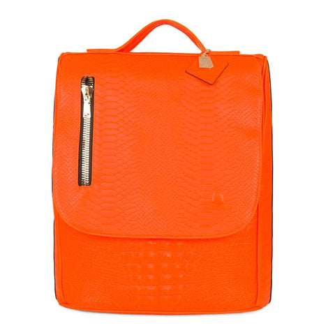 Neon Orange Apollo 2 Faux Crocodile Skin Backpack