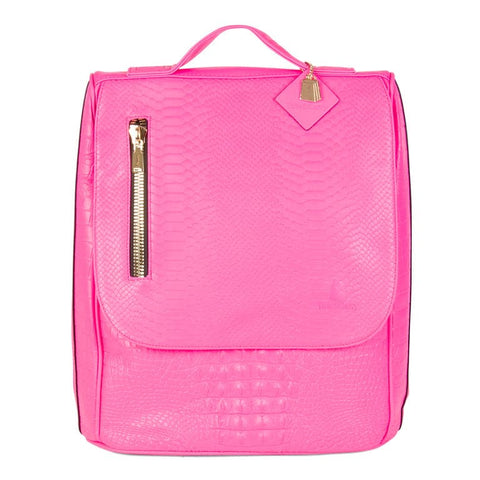 Neon Pink Apollo 2 Faux Crocodile Skin Backpack