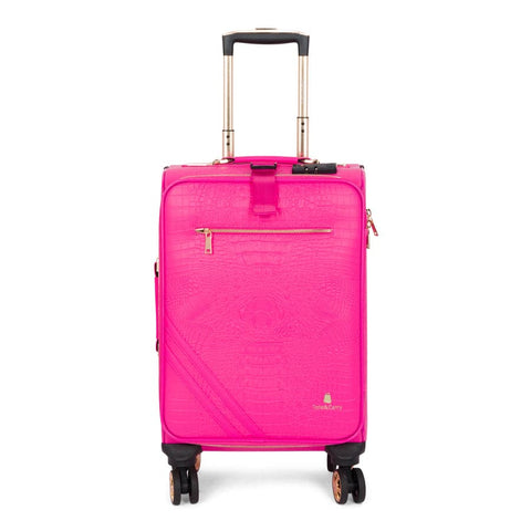 Neon Pink Apollo 2 Faux Crocodile Skin Carry-On Suitcase
