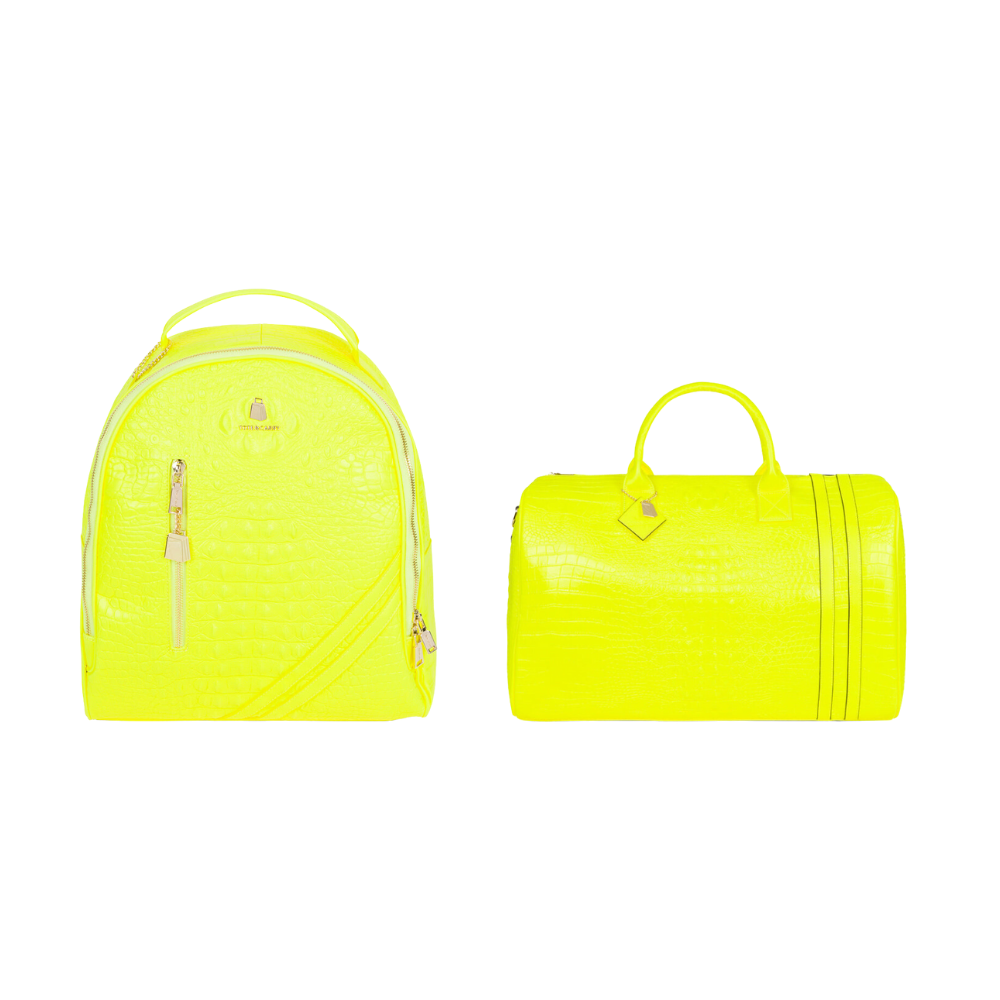 Tote&Carry - Neon Yellow Apollo 2 BFF Travel Set, Large Backpack + Regular Duffle
