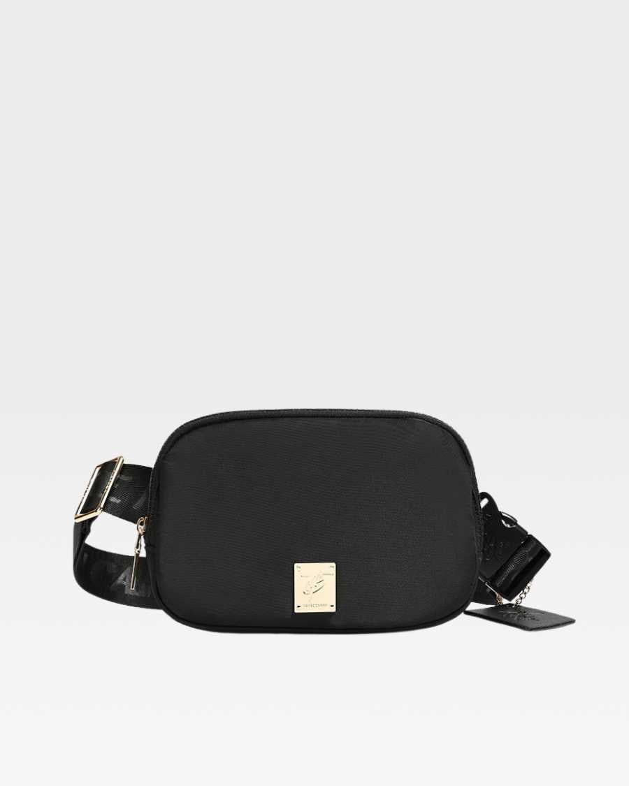 Nylon Crossbody Messenger Bag in Black