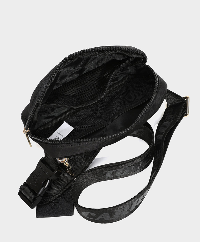 Nylon Crossbody Messenger Bag in Black