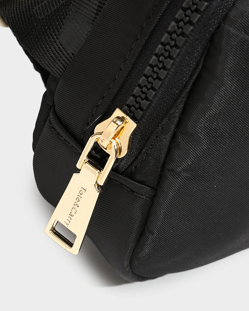 Nylon Crossbody Messenger Bag in Black