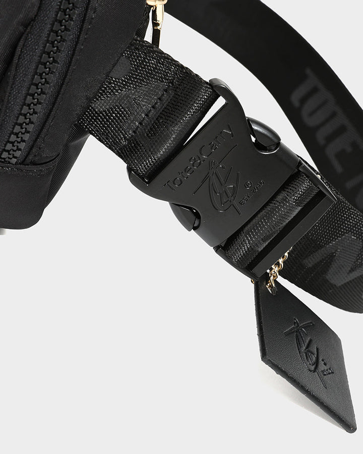 Nylon Crossbody Messenger Bag in Black