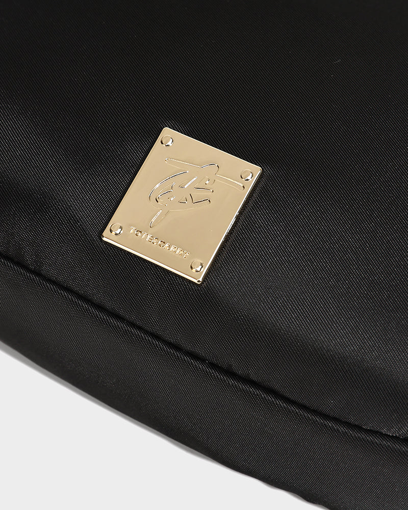 Nylon Crossbody Messenger Bag in Black