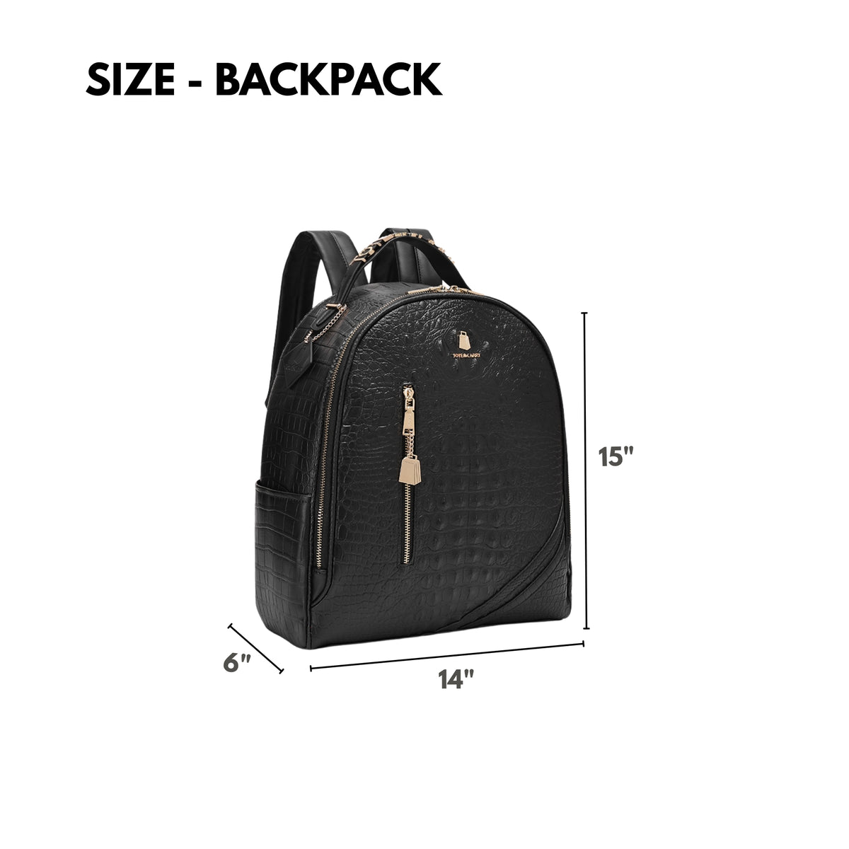 Tote&Carry Classic Overnight Travel Set in Black — backpack size, 15 x 14 x 6 inches
