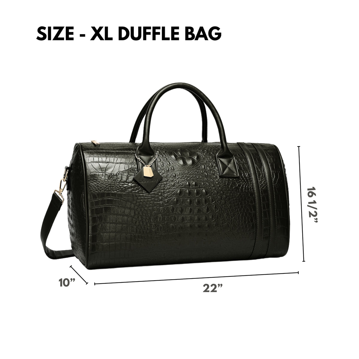 Tote&Carry Classic Overnight Travel Set in Black — XL duffle size, 22 x 16.5 x 10 inches