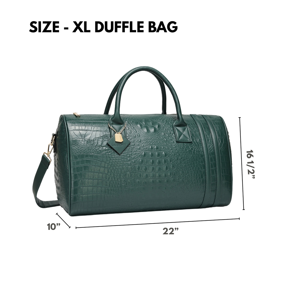 Tote&Carry Classic Overnight Travel Set in Emerald Green — XL duffle size, 22 x 16.5 x 10 inches