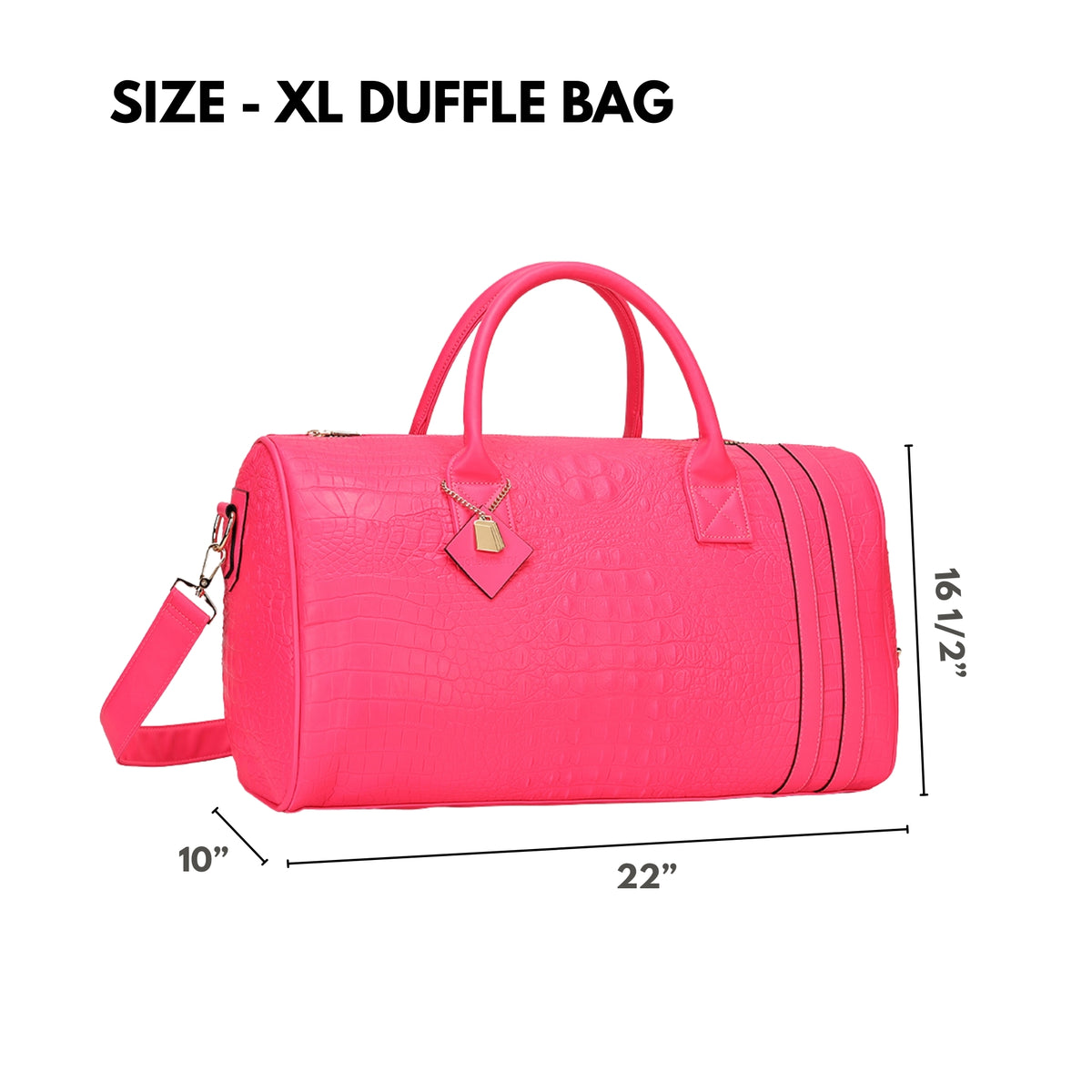Tote&Carry Classic Overnight Travel Set in Neon Pink — XL duffle size, 22 x 16.5 x 10 inches