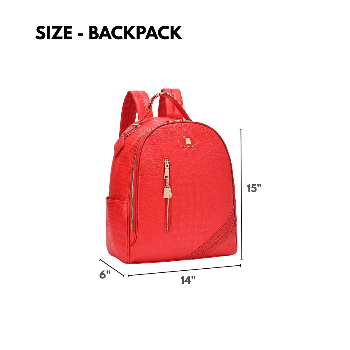 Tote&Carry Classic Overnight Travel Set in Red — backpack size, 15 x 14 x 6 inches