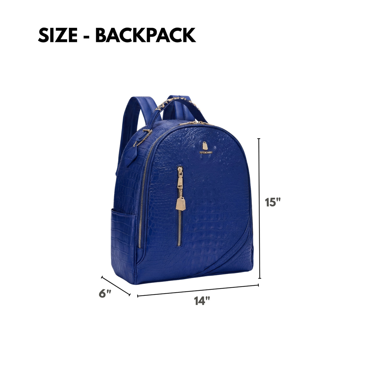 Tote&Carry Classic Overnight Travel Set in Royal Blue — backpack size, 15 x 14 x 6 inches