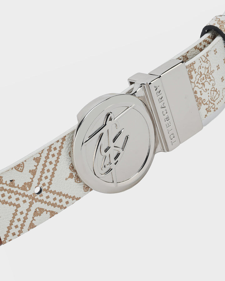 Paisley Belt in Beige Brown