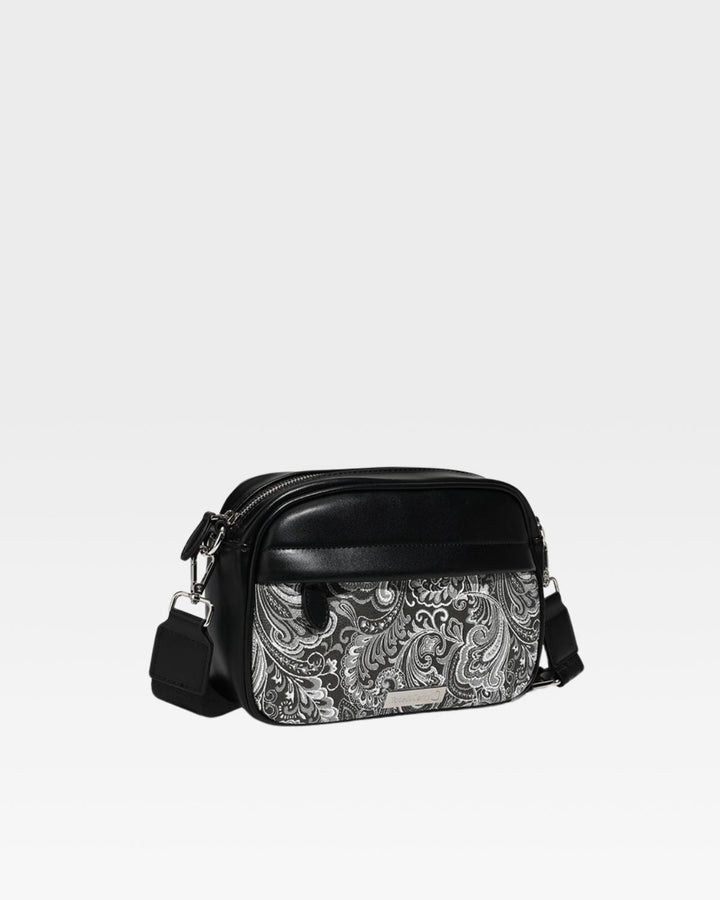 Paisley Crossbody Messenger Bag in Black