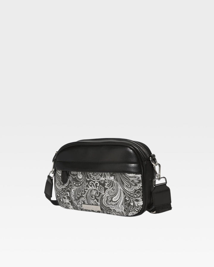 Paisley Crossbody Messenger Bag in Black