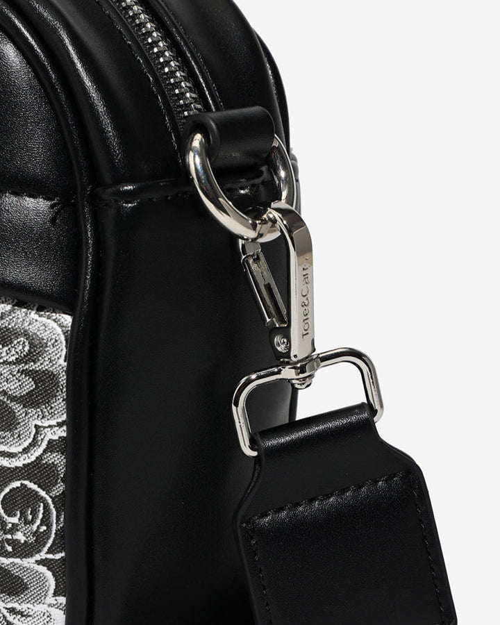 Paisley Crossbody Messenger Bag in Black