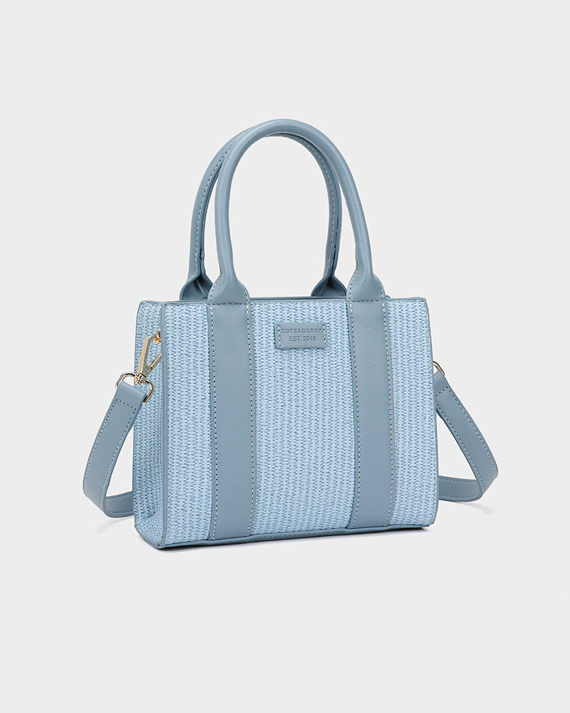 Pebble Leather Mini Tote Bag in Blue