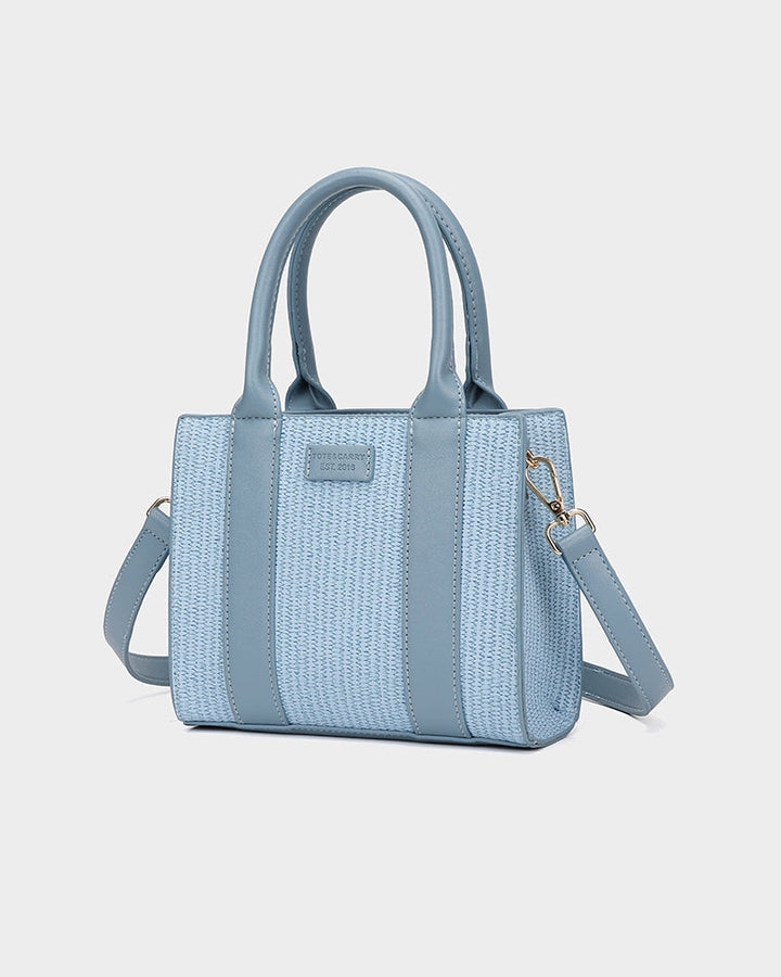 Pebble Leather Mini Tote Bag in Blue
